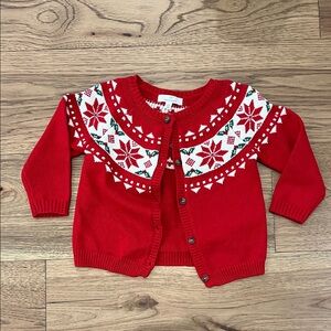 Starting Out Red and White Festive Cardigan